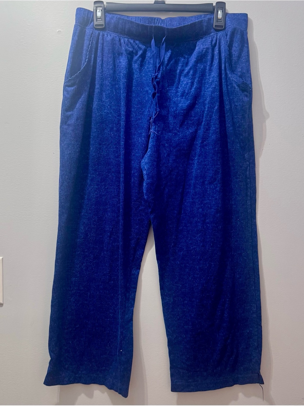 croft & barrow Women's Deep Blue Ribbed Lounge Pants, Size L